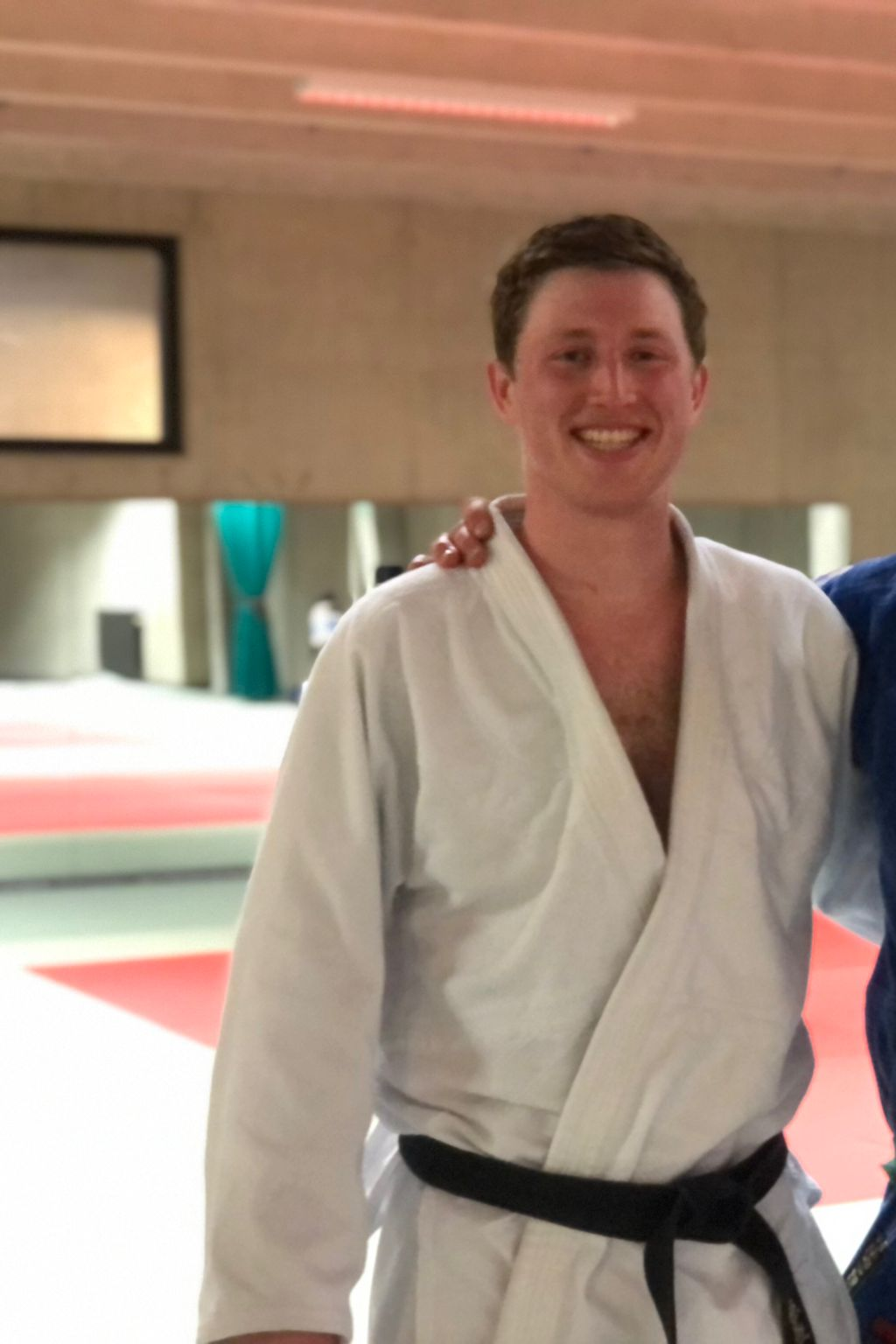 Sébastien Lamproye wearing his white judogi and black belt